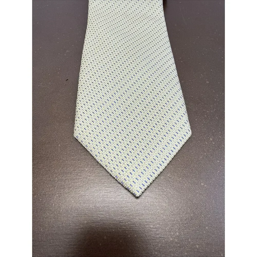 Joseph Abboud Men's 100% Silk Tie ITALY Champagne Geometric Basket weave Woven